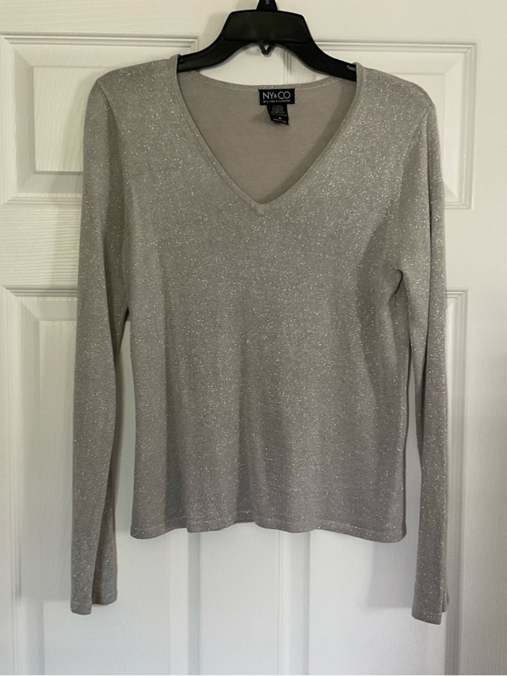 NY&Co Silver Sparkle V-Neck Top